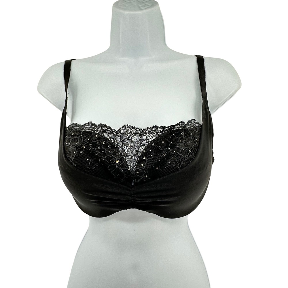 Victoria's Secret Push-Up Bra Women 38C Black Lace Rhinestone 271057-DL3